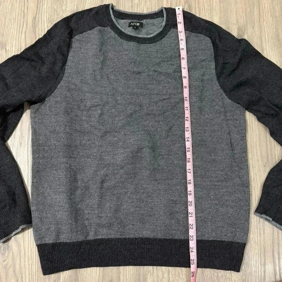 Apt. 9 Men’s Merino Wool Blend Knit Sweater Gray Black Soft Size XL - Picture 8 of 11